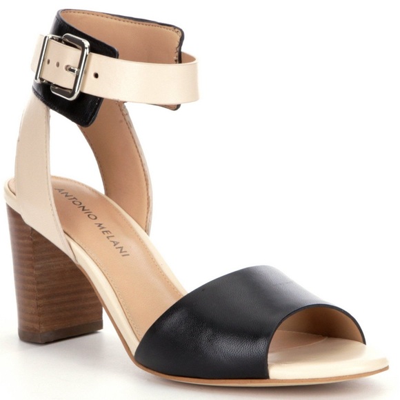 ANTONIO MELANI Shoes - Antonio Melani Nahla Black Cream Heeled Sandals Sz 7 👡